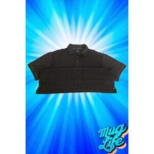 Nat Nast Black Polo Shirt Size L Short Sleeve Modal Polyester Blend‎ Adult